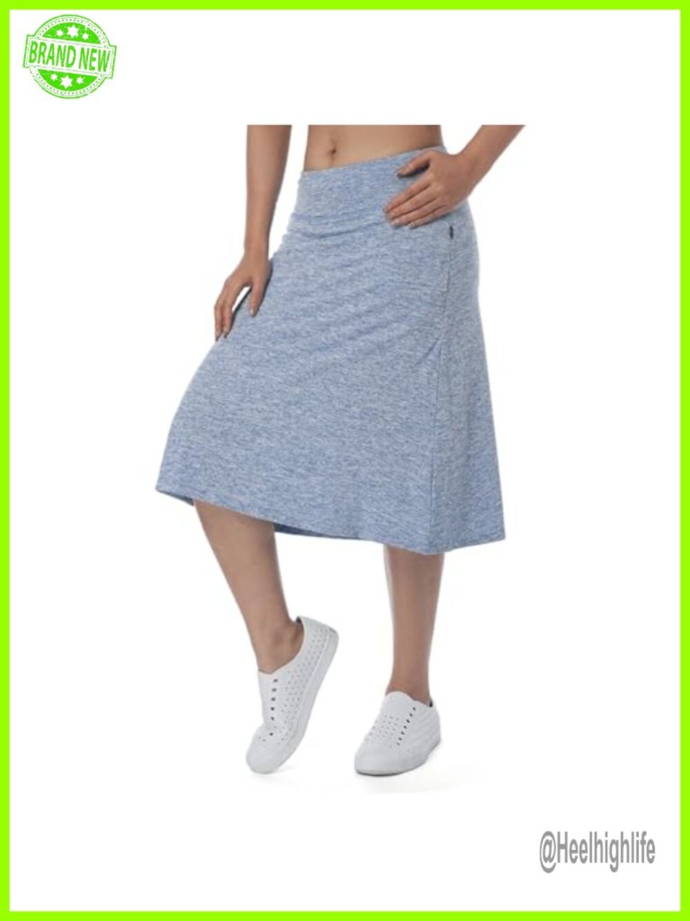 Women's Midi Knee Length Skort with Pockets, High Waisted Athletic Skirt